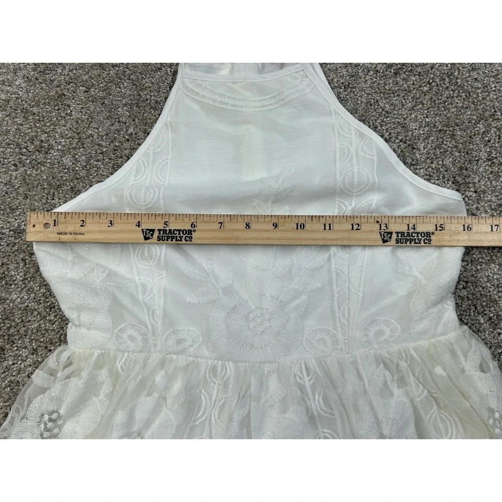 New Entro White Lace Maxi Romper Dress Floral Boho Halter Small #0499